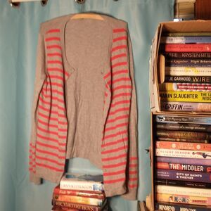 Gap pink and grey striped sweater with sequins.